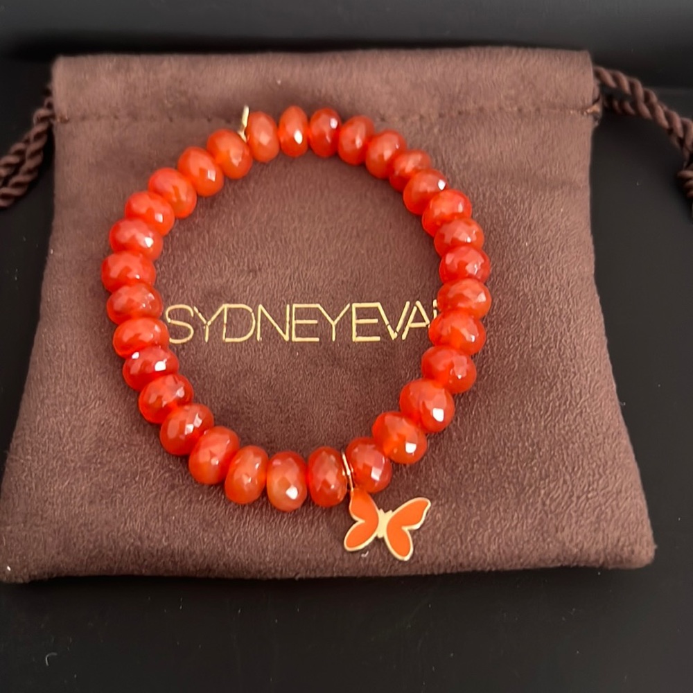 Sydney Evan Carnelian Beaded Bracelet with Butterfly